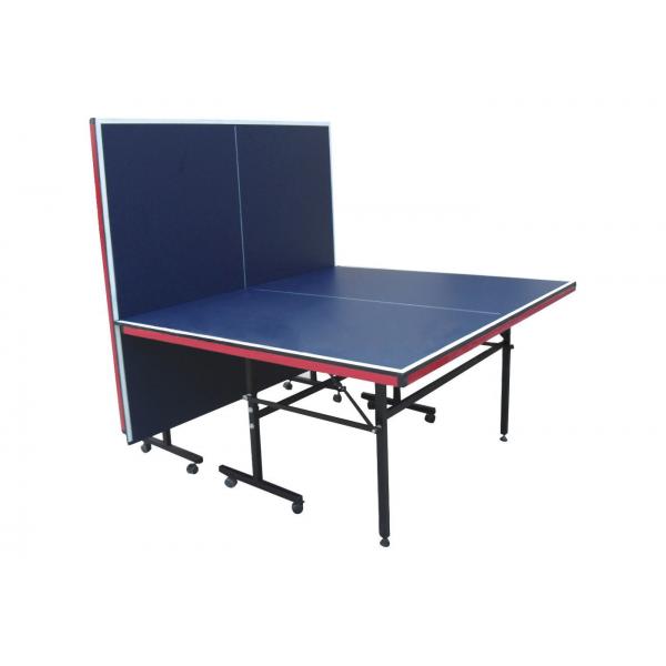 Quality Standard Size Black Table Tennis Table Steel Material With Wheels Blue Top for sale