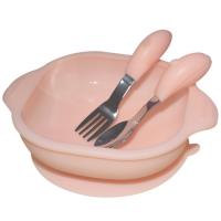 China Baby Soft Silicone Suction Bowl Plate Small Baby Divided Plate Spoon With Lid Set factory