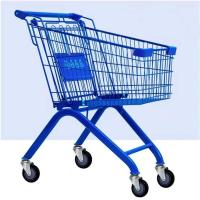 China 120 kg capacity heavy duty 100 mm wheel blue colour size super market  shopping trolleys & carts factory