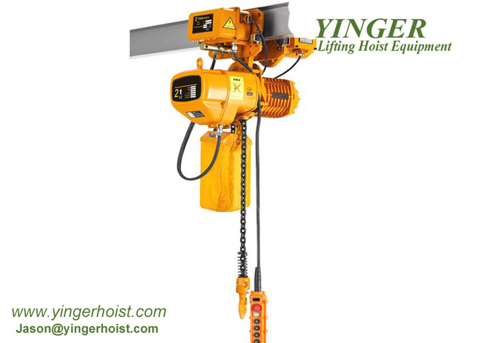 China 380V 3 Phase Electric Crane Hoist Lifting Weight 2T / 5T Overload Protection electric chain hoist with trolley for sale