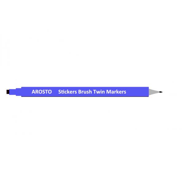 Quality Security Brush Twin Marker Pen / Permanent  Paint Marker Pens with Polyester Nib 1mm for sale