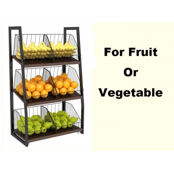 Quality Eyes Catching Supermarket Vegetable And Fruit Display Shelf With Metal Basket for sale