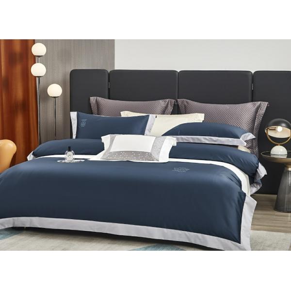 Quality Organic 100% Embroidered Bamboo Bedding Sets Luxury Blue for sale
