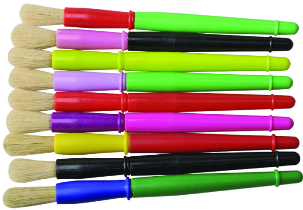 Quality 9 Colors Plastic Handle Paint Brushes , Colorful Watercolor Paint Brush Set OEM for sale