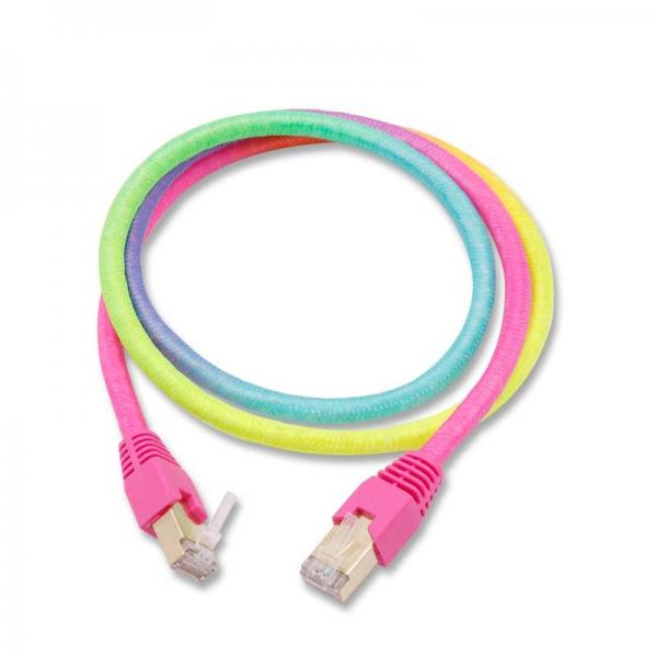 Quality Rainbow Color Braided Cat8 Patch Cable 26AWG To Match Colored Lights for sale
