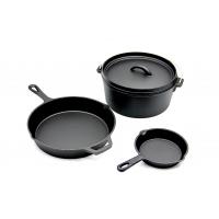 Quality 3 Piece Pre Seasoned Cast Iron Frying Pan Set BSCI SGS ISO9005 for sale