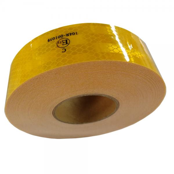 Quality 5cm * 50m Custom  Yellow Reflective Safety Tape Roll For Trailer Motor Continious for sale
