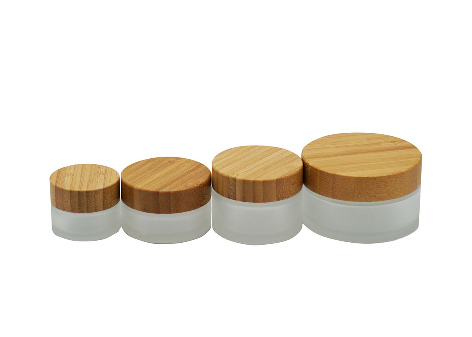 China Natural Bamboo Cream 30g Luxury Glass Cosmetic Jars factory