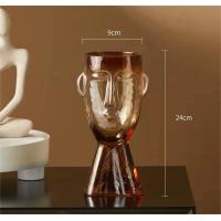 China H24cm Unique Modern Transparent Face Glass Vase for Holding Flowers Office Home Living Decor Display factory