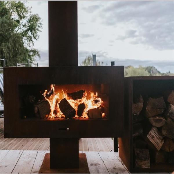 Quality Freestanding Garden Metal Outdoor Fireplace Corten Steel Wood Burning Stove for sale