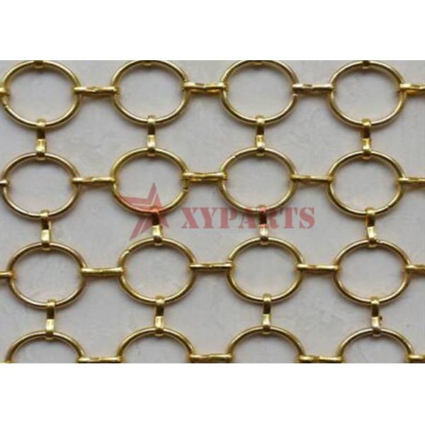 Quality Gold Color Ring Mesh Curtain Linked With 'S' Hook As Space Divider For Hotel Decoration for sale