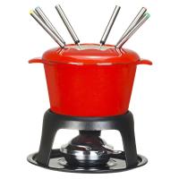 China Enamel coated cast iron fondue set factory