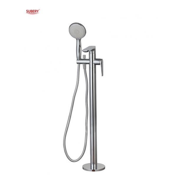 Quality Modern Single Lever Chrome Brass Freestanding Bathtub Faucets OEM Floor Mounted for sale