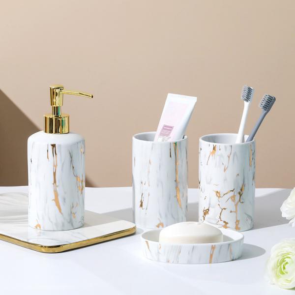 Quality Customized Ceramic Bathroom Accessories Set With Soap Dish Toothbrush Holder for sale