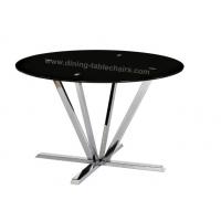 China Black Tinted 6 Person Round Dining Table Scratch Proof Ideal For Living Room for sale