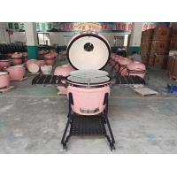 Quality Charcoal 22 Inch Pink Ceramic Kamado Grills BBQ Bamboo Handlle for sale