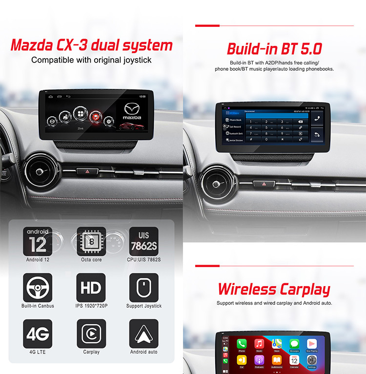 Multi Language Mazda Cx 3 Head Unit With 1920*720 HD LCD Display