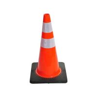 China Warning Cone High Reflection 75cm And 3.2Kgs With Black Rubber Base Safety Cones PE Roadway Safety Traffic Cone factory