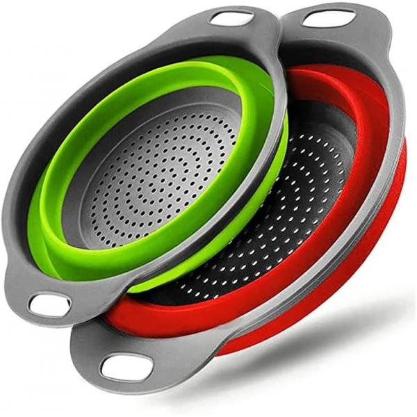 Quality Thickened Foldable Silicone Colander , FDA Collapsible Silicone Strainer With for sale