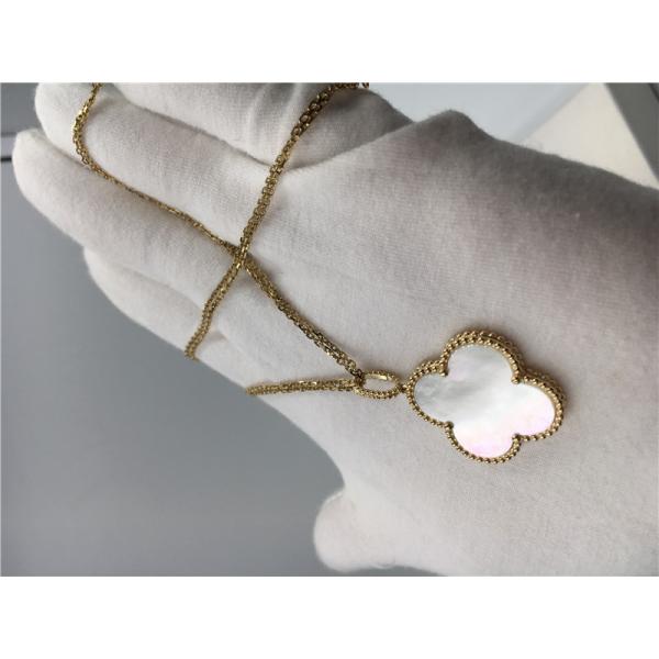 Quality Long Yellow 18K Gold Necklace Elegant White Mother Of Pearl For Ladies for sale