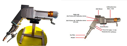 Quality 2000W Fiber Laser Handheld Welding Head With 5m 10m Cable Length for sale