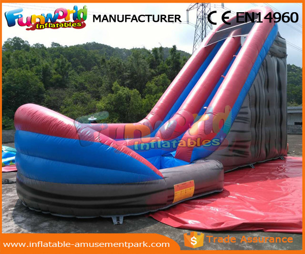 Quality CE Inflatable Wet Slide Grey 0.55MM PVC Tarpaulin Inflatable Slide With Pool for sale