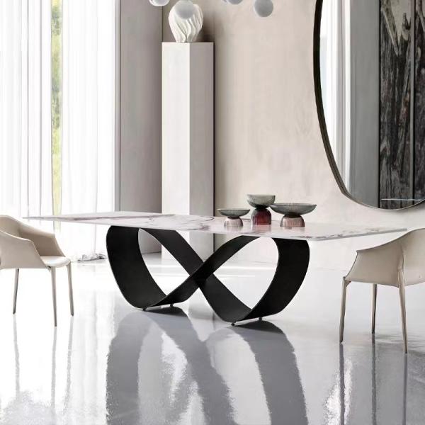 Quality Wings Ceramic Stainless Steel Marble Dining Table Modern 8 People for sale