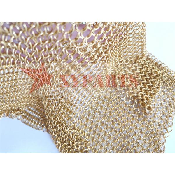 Quality Architectural Gold Metal Ring Mesh For Hotel Curtain for sale