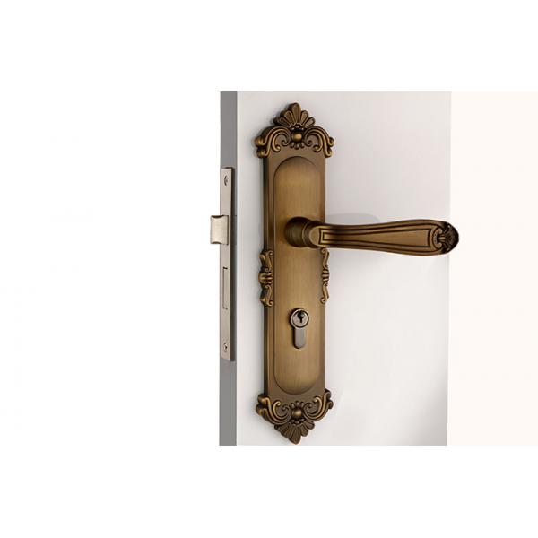 Quality Room Door Mortise Lock Set With 130×68 mm Lever Handle Antique Yellow Bronze for sale