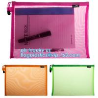 China PVC Netting k Document Bag with Pocket, A4 Size ladies plastic document bag for student, Netting surface PVC pen f factory