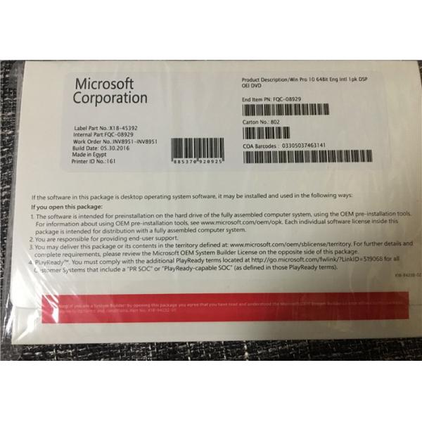 Quality OEM Key Microsoft Windows Operating System Free Software For Windows 10 for sale