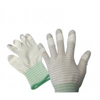 China PU Top Coated Striped Static Proof Gloves Fingertip Carbon Knitted EN388 4121 Standard factory