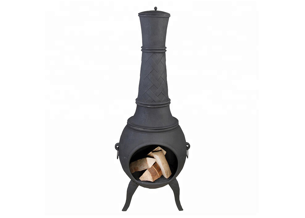 China Outdoor Antique Cast Iron Garden Chimney European / American Wood Burning Fireplace factory