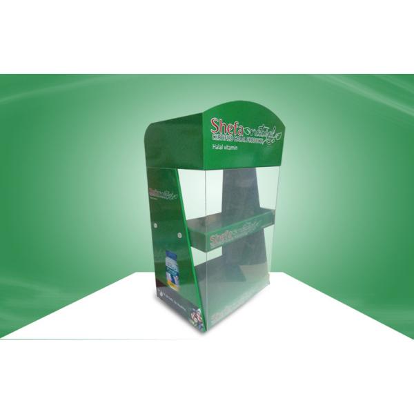Quality Healthcare Vitamin Cardboard Counter Display With PET Cover To Avoid Thieves for sale