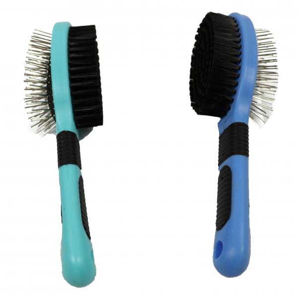 Quality Large Pet Rubber Deshedding Brush For Dogs Cats Grooming Double Sided Flea Comb for sale