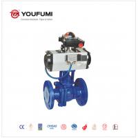China PFA Lined SS Double Flange Ball Valve Pneumatic Actuator ANSI Standard factory