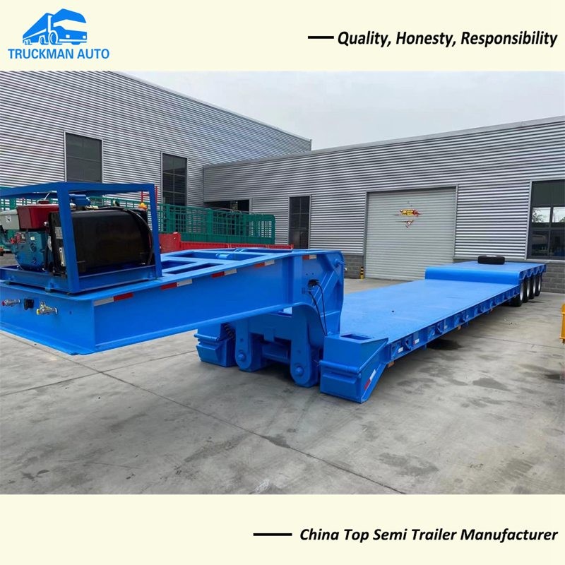 China Three Axle 80 Tons Removable Gooseneck Low Bed Trailer For Excavator Transport for sale