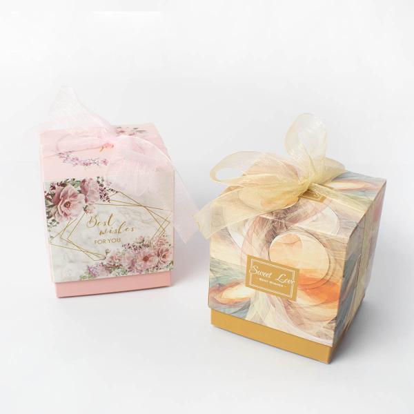 Quality Handmade Small Wedding Jewelry Packaging Box With Pink Ribbon for sale