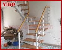 China Steel Cable Stair VK96SC WoodenHandrail Treed Beech Carbon Powder-coate Aluminum304 Stainless Steel factory