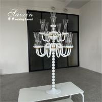 China Saixin Design Tall Wedding Centerpiece candelabra Crystal White 16 Arms Candle holders factory