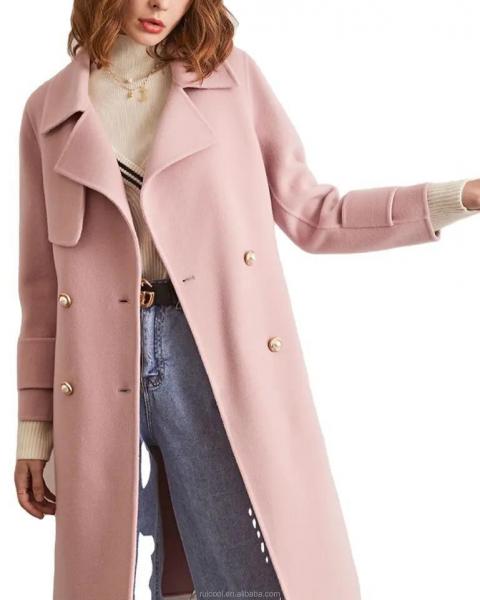 Wool Blend Peacoat Double-Breasted High Quality Trench Coat Women Long Coats for Ladies