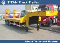 China Tri axle 40 tons semi low loader trailer for transport excavator , lowboy ramps factory