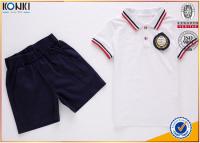 China Custom school uniform polo t shirts with stripe collar and cuff for boys and girls factory
