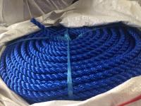 China 3 Strands Twisted Polypropylene Twine UV Treated High Breaking Strength Blue PE Rope factory