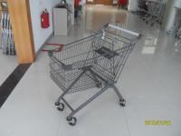 China 125L European Metal Shopping Cart With colorful powder coating and wheels factory