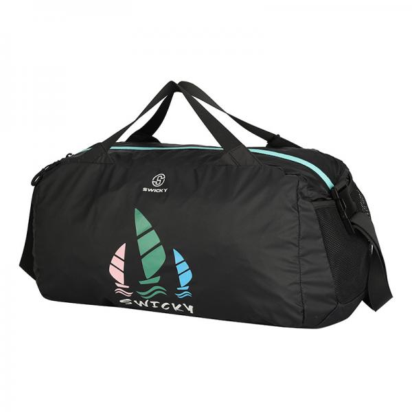 Quality Customized Nylon Duffel Bag Waterproof Black Color With Polyester Lining for sale
