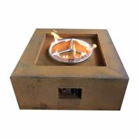 China 2.6ft Natural Gas Fire Pit 400mm Rectangular Corten Steel Fire Pit Table factory