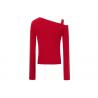 China Chinese Red Single Strap Slop Shouder Womens Knit Pullover Long Sleeves Knitwear factory