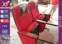 China Customize Church Hall Chairs With Soft Padded And Logo Sewed On Back Rest factory