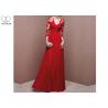 China Chiffon Red A Line Ball Gown / Special Pleating Transparent Long Sleeve Dress factory